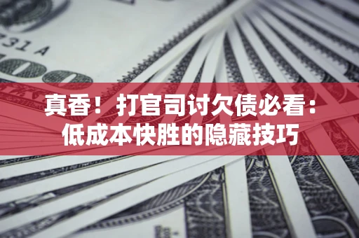 武汉真香！打官司讨欠债必看：低成本快胜的隐藏技巧